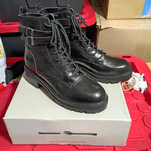 Marc Fisher Black Leather Men\'s Boots Marc Fisher Leather Medium Calf Tall Shaft Boots - Panya in  main image 2
